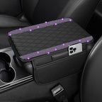 NBTEPEM Bling Car Center Console Cover, Leather Car Arm Rest Cover Cushion with 2 Storage Bags, Universal Auto Armrest Protector Storage Box, Bling Accessories Interior for Most Vehicles (Purple)