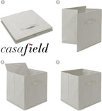 Casafield Set of 6 Collapsible Fabric Cube Storage Bins, Light Gray - 13" Foldable Cloth Baskets for Shelves, Cubby Organizer
