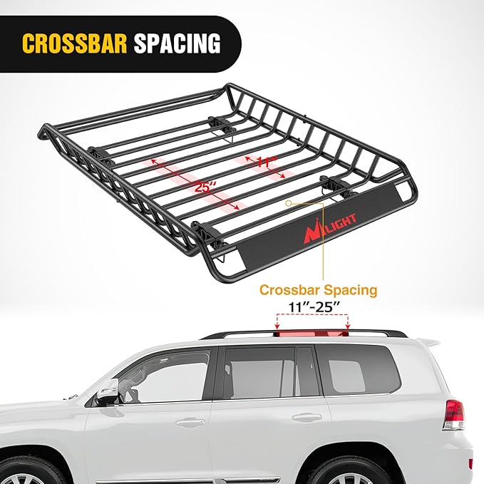 Nilight 51" X 36" X 5" Universal Roof Rack Cargo Basket Heavy-Duty 200LBS Capacity Rooftop Cargo Carrier Luggage Holder for SUV Truck Vehicle
