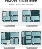 Percover Compression Packing Cubes 10-Piece Set, Packing Cubes Compression for Travel with Toiletry Bag, Laundry & Shoe Bag, 