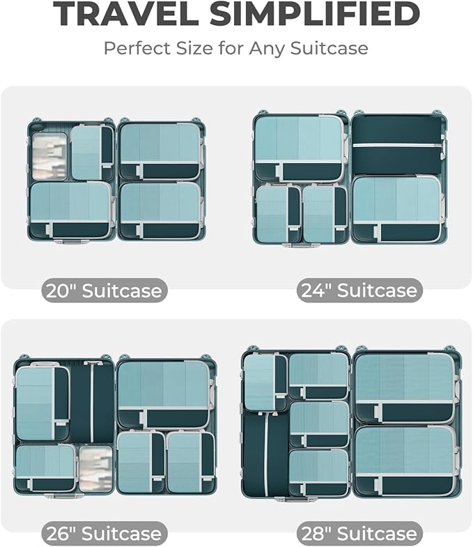 Percover Compression Packing Cubes 6-Piece Set, Packing Cubes Compression for Travel with Multi-Size Organization, Travel Org