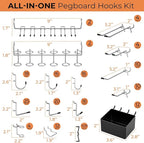 INCLY 278PCS Pegboard Accessories Organizer Kit, Peg Board Hooks Assortment with Bins for Organizing Various Tools, Fit 1/8 o
