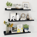 Axeman Picture Ledge Shelf | 24 Inch Black Floating Shelves Set of 3 | Rustic Wood Wall Shelves with Lip | 24" Black Picture 