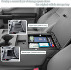 JDMCAR Front Center Seat Organizer Compatible with 2015-2024 2025 Ford F150 Accessories, 2017-2025 F250 F350 F450 with 40/20/40 Jump Seat,Storage Box with Non-Slip Silicone Mat(Jump Seat Only)