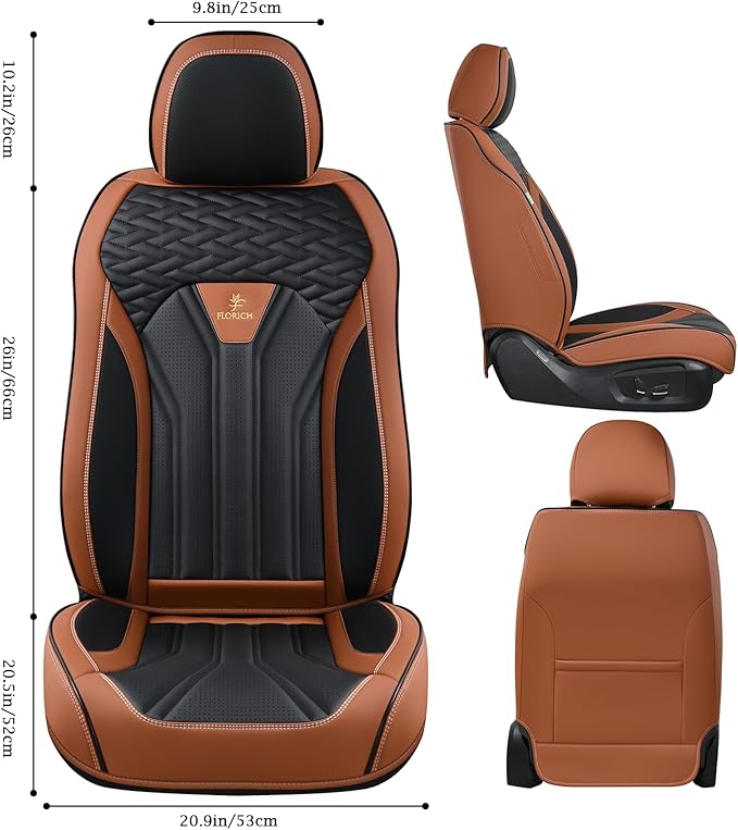 FLORICH Seat Covers for Cars, Waterproof Seat Covers, Leather Car Seat Covers 2 Pack, Universal Seat Cushion Protector for Mo