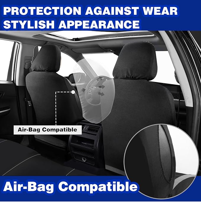 Foneso Car Seat Covers, 100% Breathable with Composite Sponge Inside, Airbag Compatible Universal Fit Accessories Auto for Ca