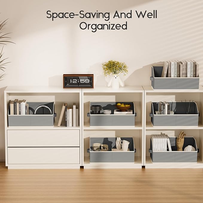 Homsorout Large Closet Organizers and Storage Bins - 6 Pack Trapezoid Storage Baskets for Shelves, Foldable Fabric Baskets wi