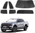 Windshield Sun Shade Foldable Full Windows Coverage Custom Fit for 2019-2024 Fo-rd Ranger Accessories Car Window Shades Block Sun UV Rays Privacy Protection 6PCS