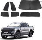 Windshield Sun Shade Foldable Full Windows Coverage Custom Fit for 2019-2024 Fo-rd Ranger Accessories Car Window Shades Block Sun UV Rays Privacy Protection 6PCS