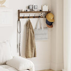AMBIRD Wall Hooks with Shelf 28.9inch Entryway Wall Hanging Shelf, Wood Coat Hooks, Coat Rack Wall Mount Rack with 5 Dual Hoo