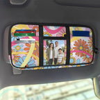 Tactical Sun Visor Organizer,Hippie Flower Style Scratch-Resistant Auto Interior Accessories Car Essentials Tool Pack Multi-Pocket for Universal Most Vehicles