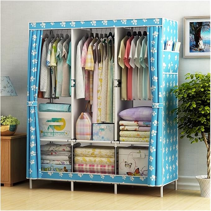 Wardrobe Closet Multifunction Portable Wardrobe Fabric Folding Clothes Storage Organizer Closet DIY Assembly Easy Install Rei