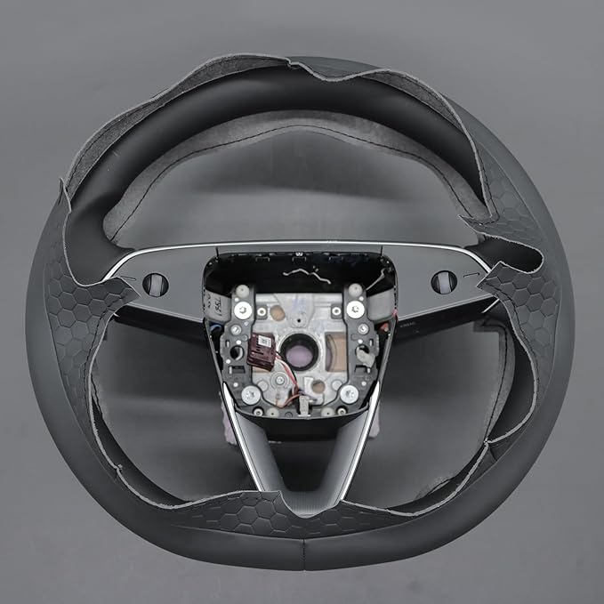 MEWANT DIY Stitching 3D Style Steering Wheel Cover Wrap for Tesla Model 3 Highland 2023-2025/Model Y 2025 Highland for Tesla Model 3/Model Y Accessories(3D Style)