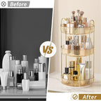360° Rotating Makeup Organizer, Large-Capacity Skincare Make Up Storage 3 Tier Perfume Organizers Cosmetic Dresser Organizer 
