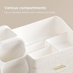 HBlife Makeup Organizer with Brush Holder for Vanity, Large Plastic Bathroom Countertop Organizer Skin Care Storage, Easy to 