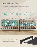 SONGMICS Shoe Rack, 4-Tier Shoe Storage Organizer, Space-Saving, 11.7 x 36.1 x 27.7 Inches, Entryway, Metal Frame, Non-Woven 