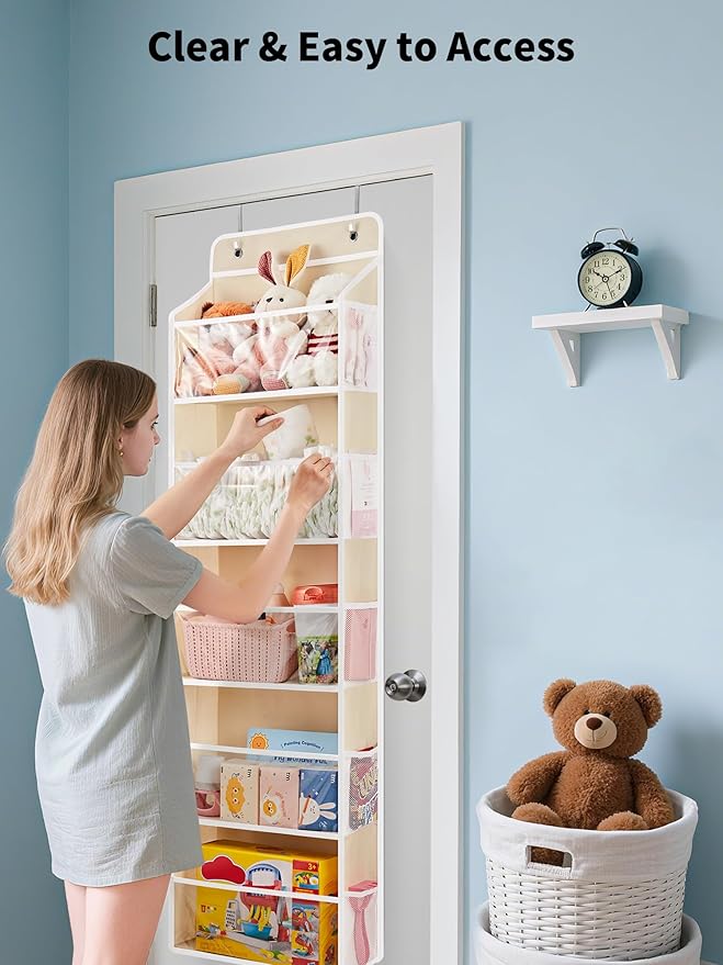 JARLINK 2 Pack Toy Stuffed Animal Storage, Over The Door Organizer W/Clear View Windows, 44lb Load, Baby Toy Storage Organize