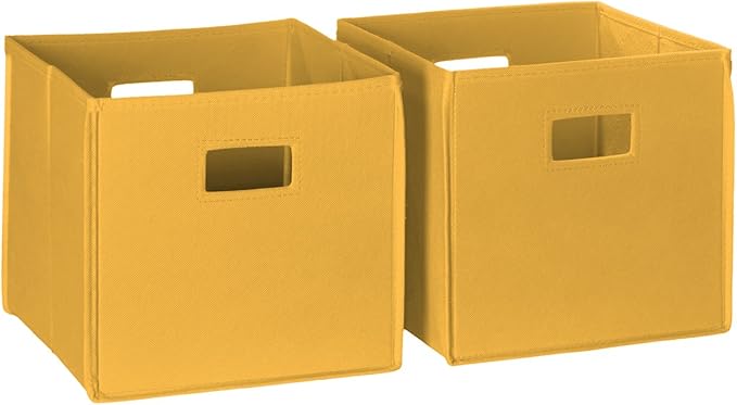 RiverRidge Folding Storage Bins with Handles Golden yellow Cube Storage Organizer for Closet, Bedroom & Playroom - Closet Org