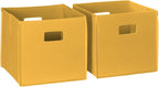 RiverRidge Folding Storage Bins with Handles Golden yellow Cube Storage Organizer for Closet, Bedroom & Playroom - Closet Org