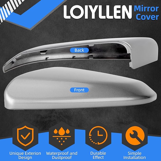 Driver Side Mirror Cover Replacement for Honda Civic 2016-2021, Insight 2019-2021 - Left Side Mirror Covers, Rear View Mirror Cap Accessories Grey