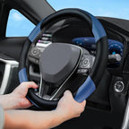 Soft Leather Steering Wheel Cover with Breathable Design and Anti-Slip Grip, Fully Compatible with Tesla, Toyota, Honda, Niss