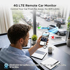 LAMTTO 4G LTE Cellular Car Security Camera Anti Theft GPS Tracker for Vehicle Safe, Dual Dash Cam Front Inside, Alarm Real-ti