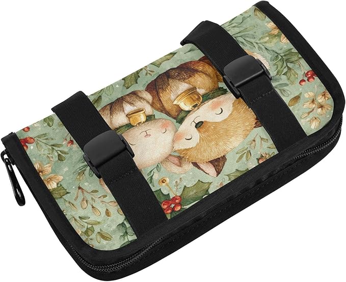 Car Tissue Holder Car Visor Organizer Tissue Box Holder for Car Sun Visor Organizer with Car Vehicle Accessories Essentials Interior for Women Men Christmas Fox Bunny Holly Leaf Green