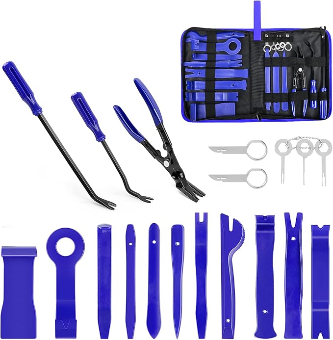 GOOACC - GRC-49 19Pcs Trim Removal Tool Set & Clip Plier Upholstery Remover Nylon Car Panel Removal Set with Portable Storage