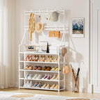 OYREL Shoe Rack 5 Tier Shoe Racks Organizer 20-25 Pairs Shoes Rack for Closet Entrance Shoe Storage Shelf with Hooks and Side