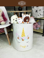 HUNRUNG Laundry Hamper,Large Canvas Fabric Lightweight Storage Basket Toy Organizer Dirty Clothes Collapsible Waterproof for 