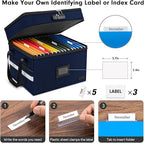 ETRONIK Fireproof Document Box with Lock, 2-Layer File Box Storage Organizer with 5 Tabs& Insert, Portable File Cabinet Stora