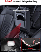 for 2023-2026 Kia Sportage 2-in-1 Silicone Center Console Armrest Cover& Armrest Hidden Privacy Tray - [OEM Design& Friendly Liquid Silicone Rubber] - Thin Black