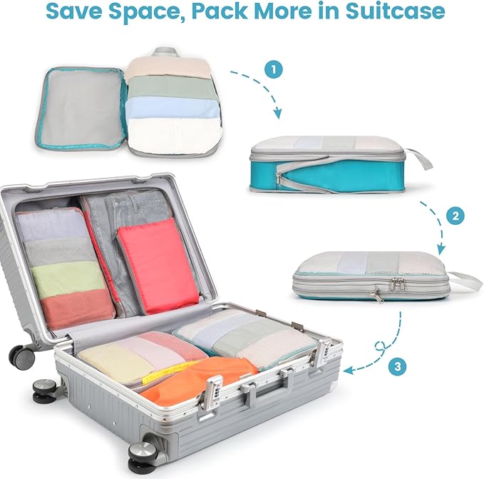 Cambond Compression Packing Cubes for Travel - Lightweight Expandable Travel Bags Luggage Organizers Travel Essentials Compre