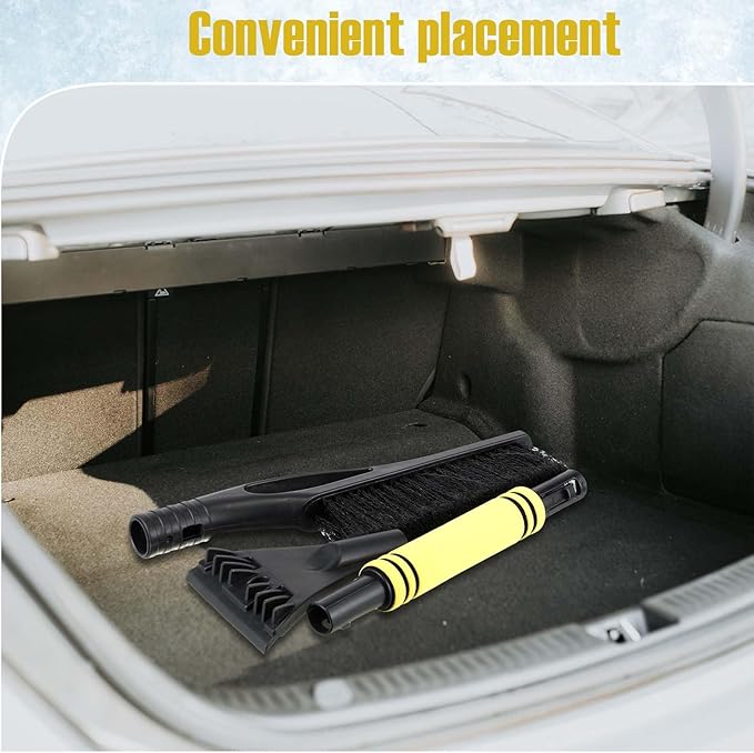 Baderke Snow Brush and Ice Scrapers for Car Windshield Detachable Window Snow Scrapers and Brush with Ergonomic Foam Grip Ice Removal Tool for Cars, Trucks, Suvs(Yellow)