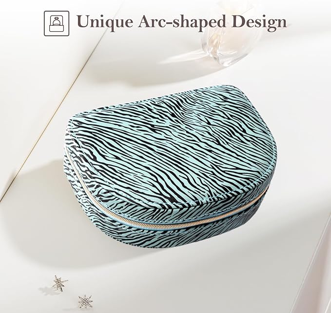 ProCase Travel Size Jewelry Box, Medium Portable Seashell-Shaped Jewelry Case, 2 Layer Jewelry Organizer in PU Leather for Wo