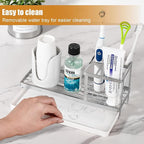 Toothbrush Holders for Bathrooms, Stainless Steel Tooth Brushing Holder Electric Toothbrush and Toothpaste Organizer Bathroom