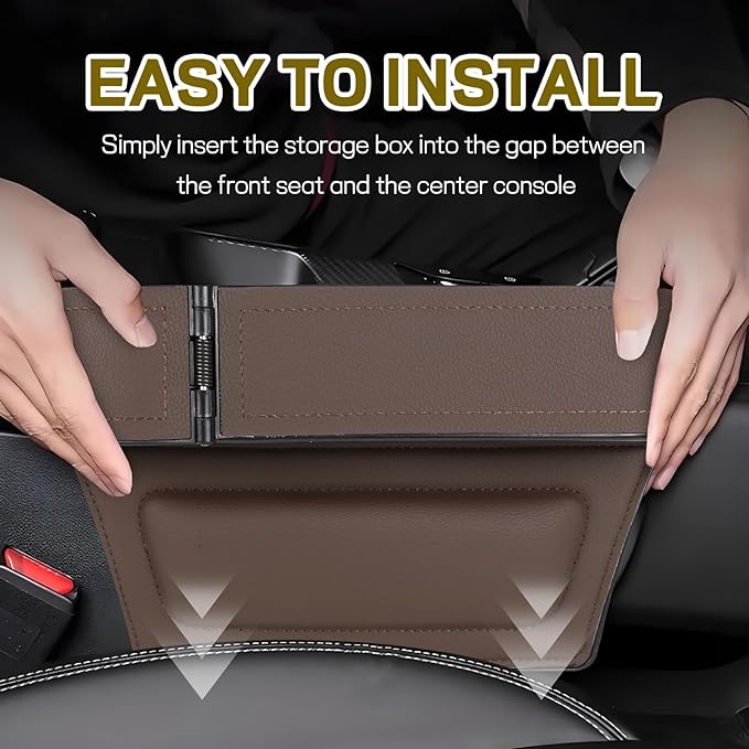 Car Seat Gap Filler Organizer, Multifunctional Car Seat Organizer with Adjustable Cup Holder, Leather Car Seat Gap Storage Box for Holding Phones, Coins, Cards, Keys, Pens (Brown)