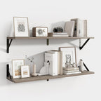 Axeman 32 Inch Floating Shelves | 8 Inch Deep Grey Wood Wall Shelves Set of 2 | 31.5" W x 8" D Rustic Grey Shelves for Bathro