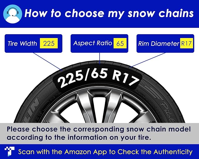 Snow-Chains Auto Fixing 1 Min Quick Fit Easy Installation Tire-Chains, Portable Reusable Universal Emergency Tire Traction Ch
