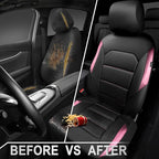 CAR PASS Memory Foam Car Seat Covers,Air Cool Mesh Thick Seat Covers Front Seats,Pink Metal Film Leather Seat Cover for Car,U
