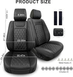 2 Pack Leather Front Car Seat Covers,Universal Breathable Full Surround Leather Car Seat Cover Protector,Split Waterproof Lux