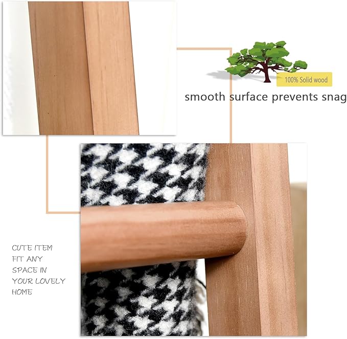 FUIN 6ft Wooden Natural Blanket Ladder Living Room Decorative Wall Leaning Farmhouse Quilt Display Holder Rustic Wood Towel R