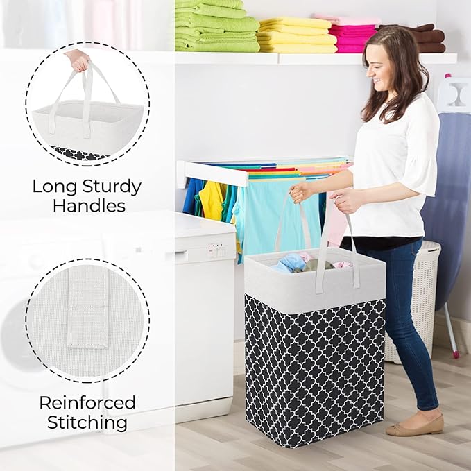 StorageRight Laundry Basket Hamper Large Collapsible Laundry Hamper with Easy Carry Handles，Freestanding Clothes Hampers for 