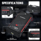 Acmount P100 Car Jump Starter, 5000A Peak Lithium Jump Starter Battery Pack for Up to 10.0L Gas or 8.0L Diesel Engine, Safe