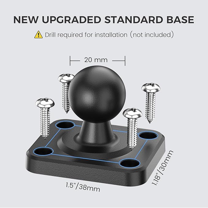OHLPRO Tablet Mount for Truck - Heavy Duty Drill Base Tablet Holder for Car Dashboard, iPad Holder for All 5"-13" iPad Pro Samsung Galaxy Kindle fire Tablets and Car Wall etc. - 8-inch Arm