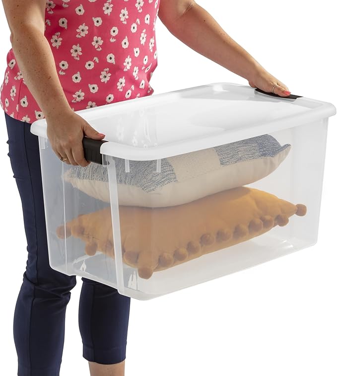 Sterilite 24-Pack Ultra Latching Box, Storage Bins with Lids, Clear Plastic, 70 Quart - Heavy-Duty Organizing Containers for 
