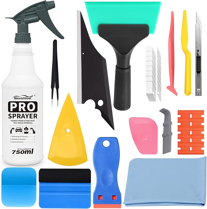 NEWISHTOOL Window Film Application Kit Car Tint Installation Tools with Spray Bottle PPF Squeegee Felt Scraper Knife for Vehicle Glass Protective Film Installing Tool Vinyl Wrap Kit Tools Tinting Kit