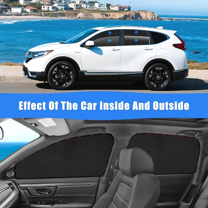 ZATOOTO Car Window Shades for Honda CR-V 2017-2022, Custom Fit Suede Car Window Covers for 100% UV & Privacy Protection, Heat Insulation, 4 Packs Side Window Sun Shade for Family Travel, Baby, Pets