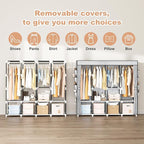 Portable Closet for Hanging Clothes, 67 Inch Wide Portable Wardrobe Closet with Cover, 4 Hanging Rod, Storage Shelves and Sid