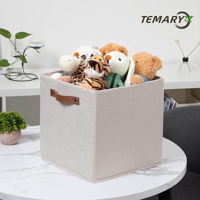Temary Cube Storage Bins 12 Inch Storage Cubes 4PCs Fabric Organizer Bins Boxes with Handles, Sturdy Collapsible Closet Stora